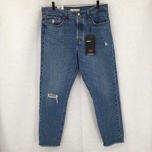 Levis Wedgie high rise cotton jeans denim raw hem distressing ankle women new 31
